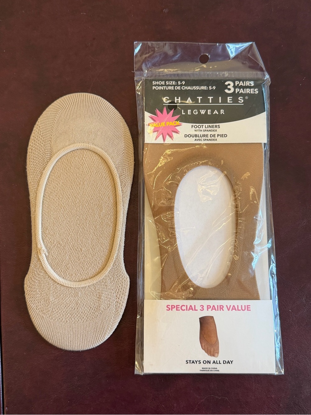 Chatties Beige No-Show Foot Liners - 4 pair
